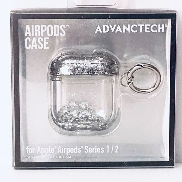 ADVANTECH Other - NWT ADVANTECH Clear case cover Apple AirPods Series 1 & 2 Silver Glitter Keyring